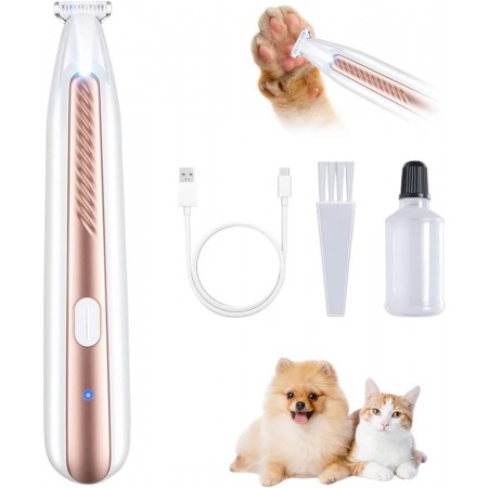 Orcow Upgraded Dog Paw Trimmer with LED Light, Rechargeable Pet Paw Trimmer,Waterproof Low Noise Pet Shaver for for Dogs & Cats Precision Trimming Around Paws, Eyes, Ears, Face, and Rump